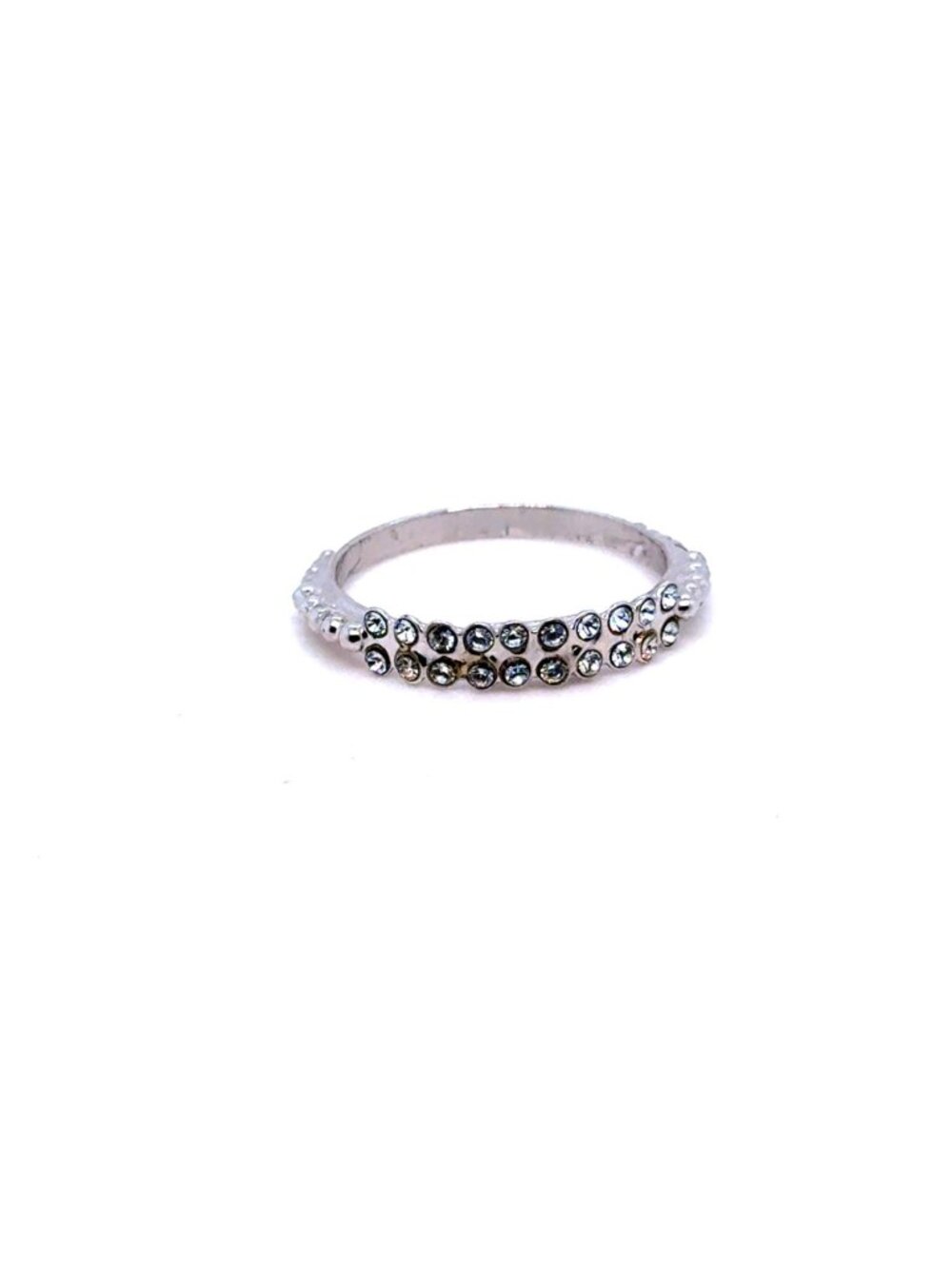 Sorrelli‎ 2-Rows Silver Tone Crystals Band Ring